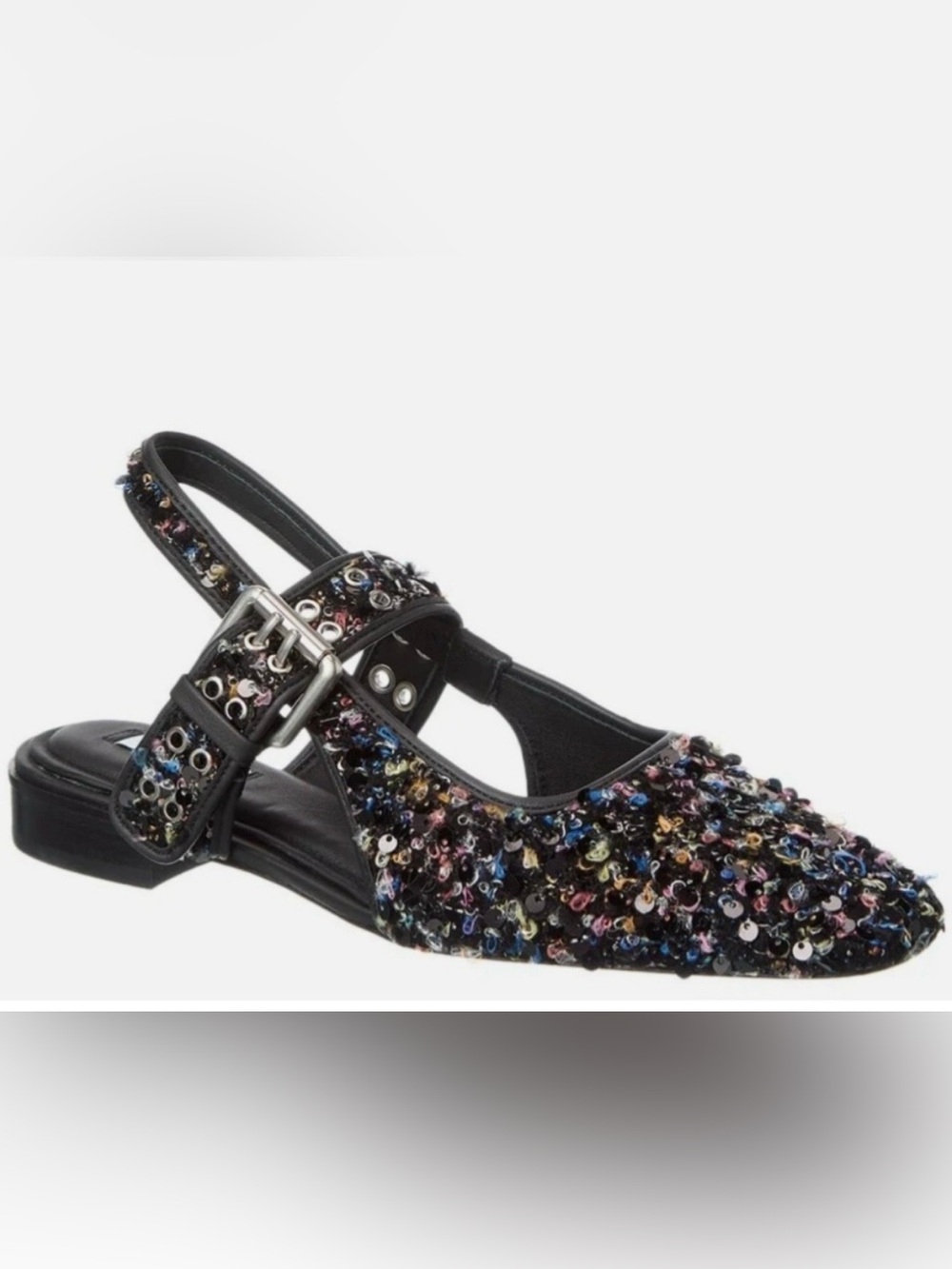 Brand New Rag & Bone Black Multicolor Sequin Slingback Flats